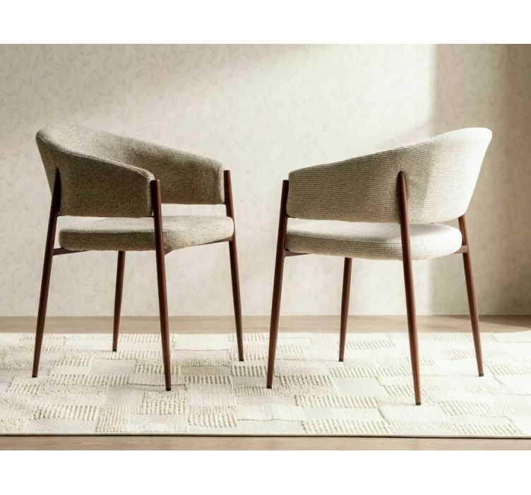 Стілець кухонний обідній м'який Akita D Бежева тканина / Горіх каркас4
